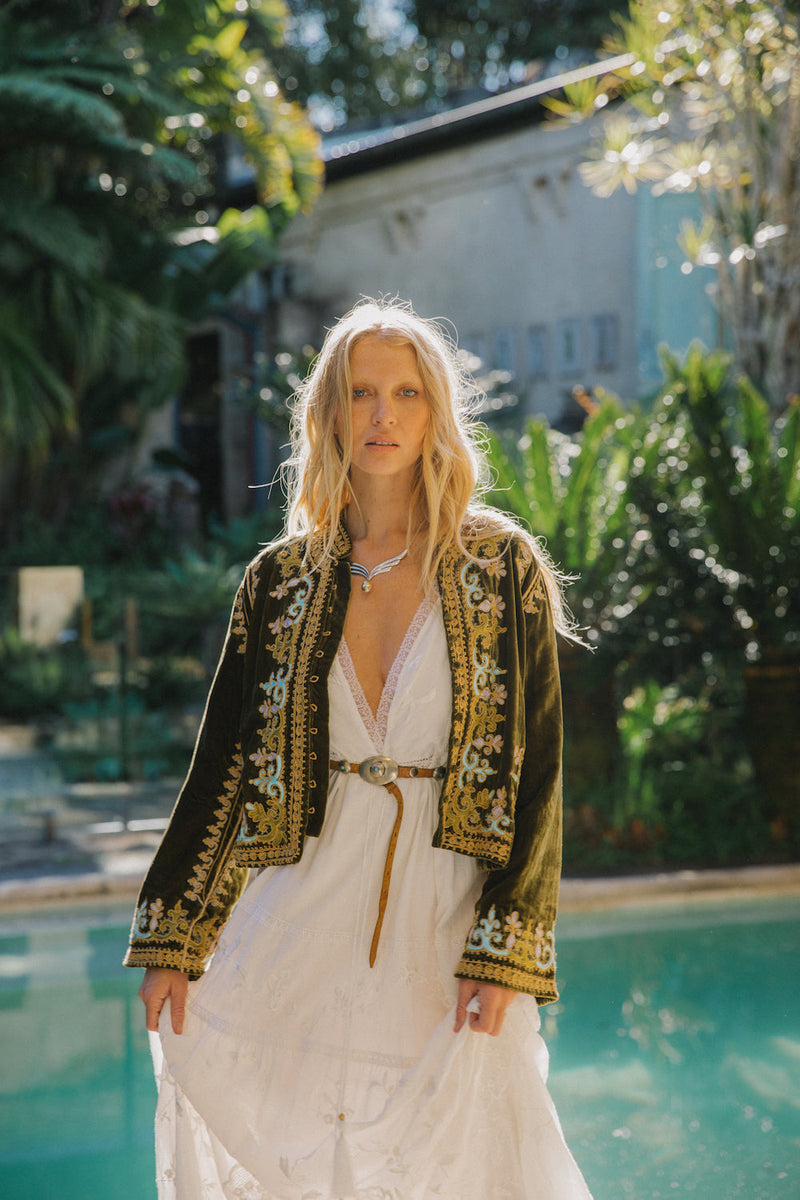 Revolution Velvet Jacket- Olive - Chasing Unicorns