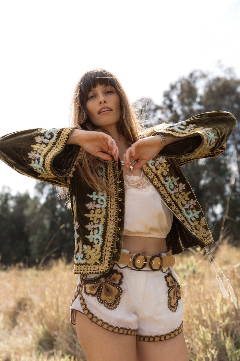 Revolution Velvet Jacket- Olive - Chasing Unicorns