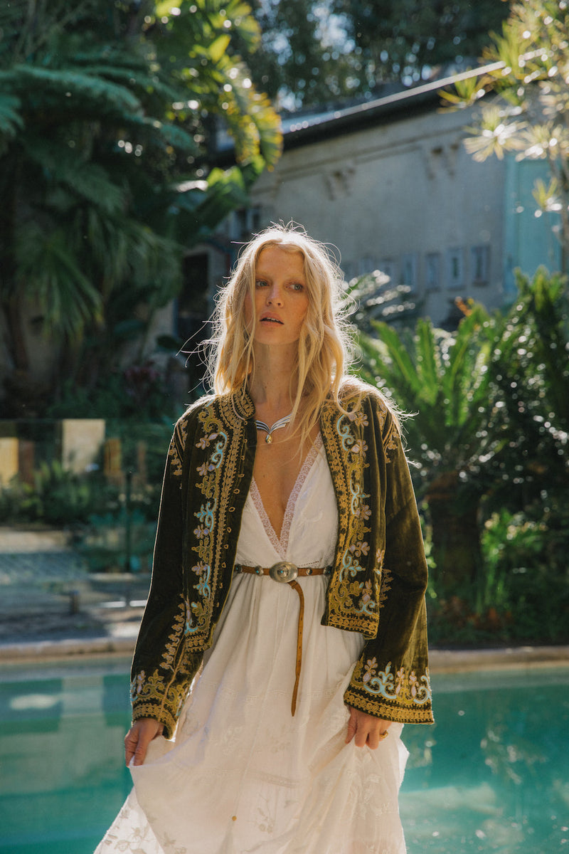 Revolution Velvet Jacket- Olive - Chasing Unicorns