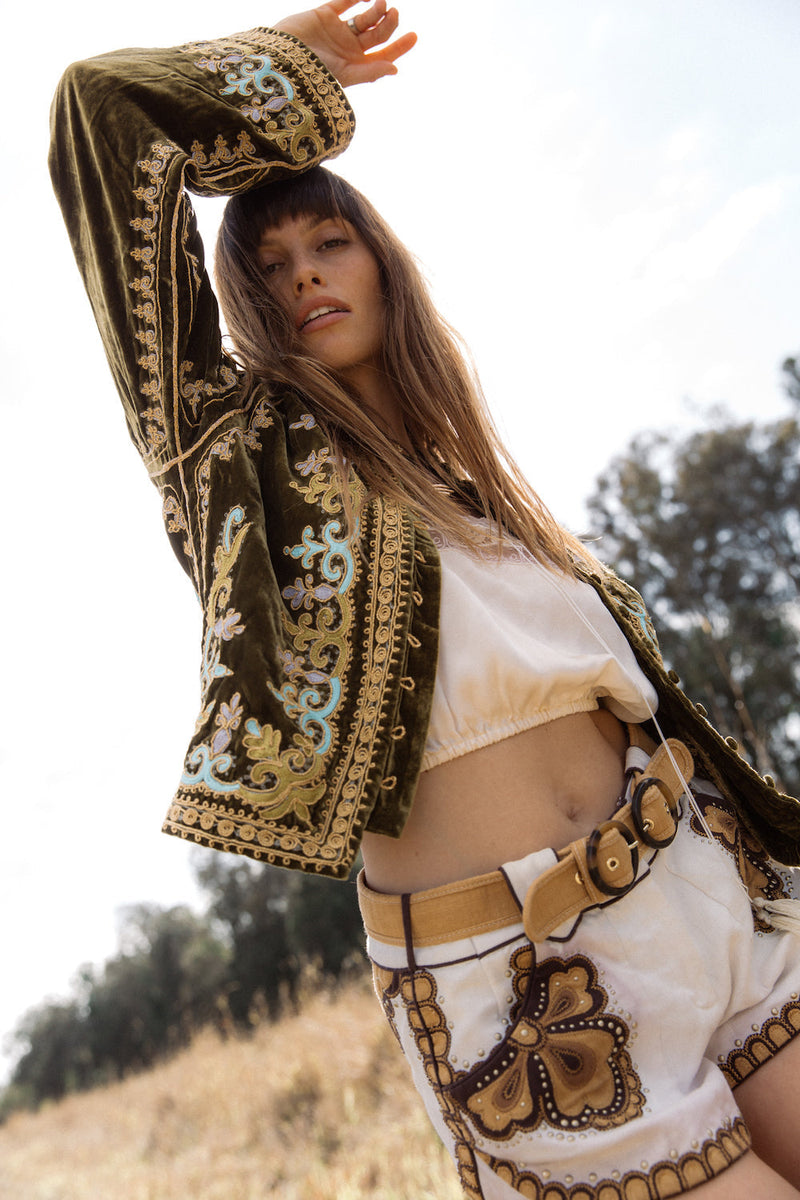 Revolution Velvet Jacket- Olive - Chasing Unicorns