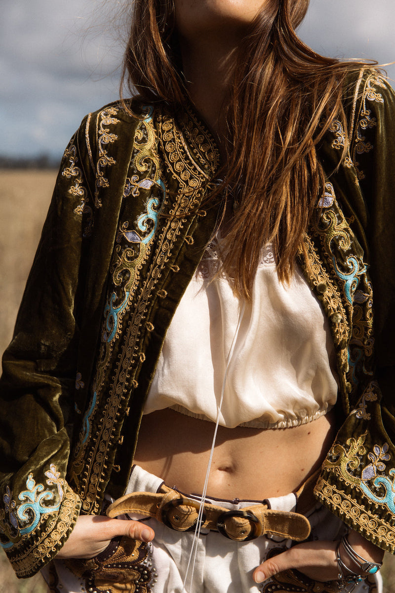 Revolution Velvet Jacket- Olive - Chasing Unicorns