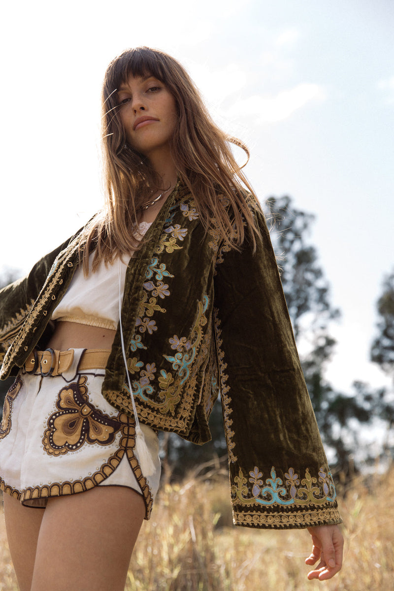 Revolution Velvet Jacket- Olive - Chasing Unicorns