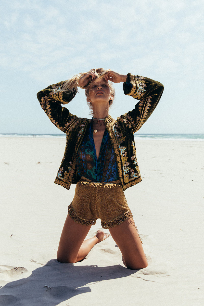 Revolution Velvet Jacket- Olive - Chasing Unicorns