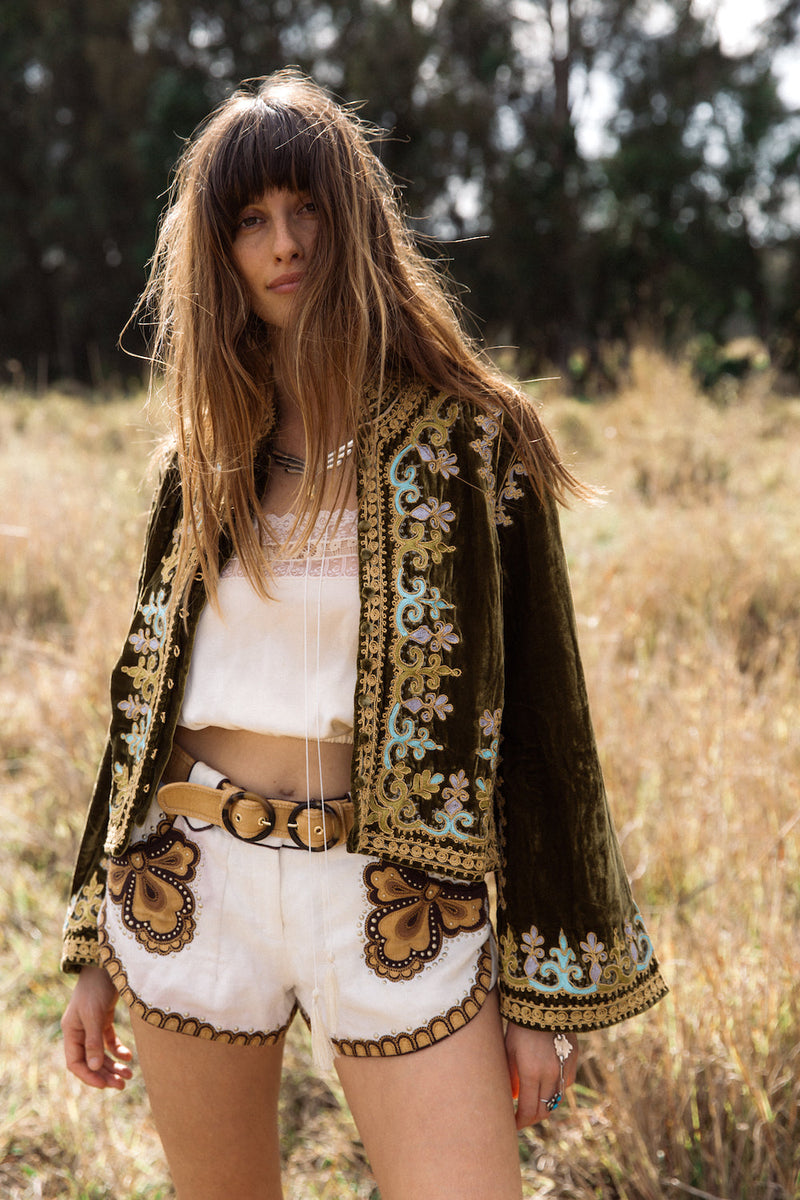 Revolution Velvet Jacket- Olive - Chasing Unicorns