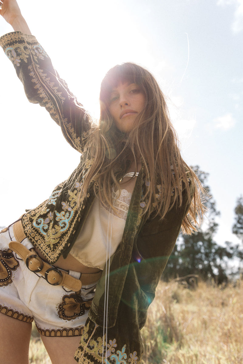 Revolution Velvet Jacket- Olive - Chasing Unicorns