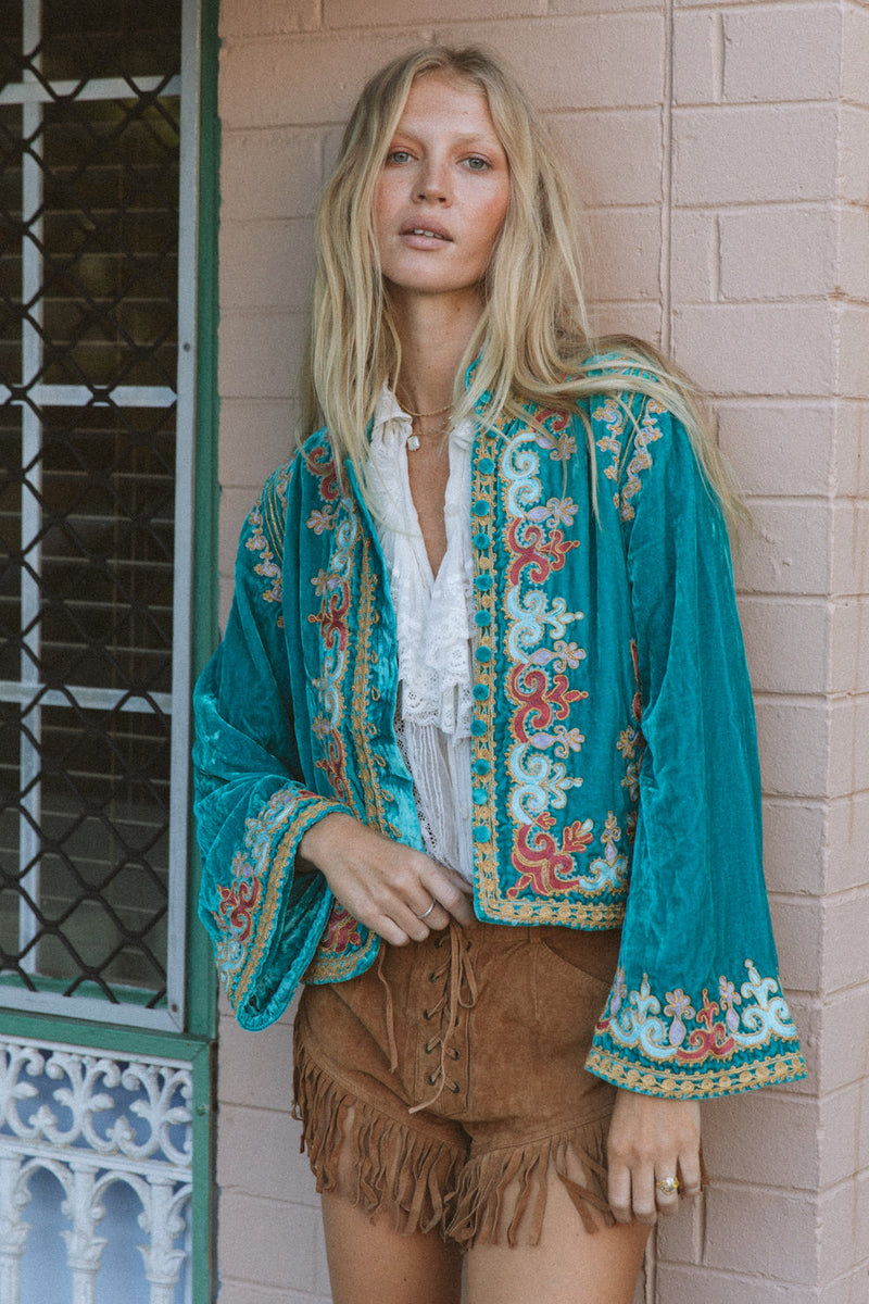 Revolution Velvet Jacket - Turquoise - Chasing Unicorns
