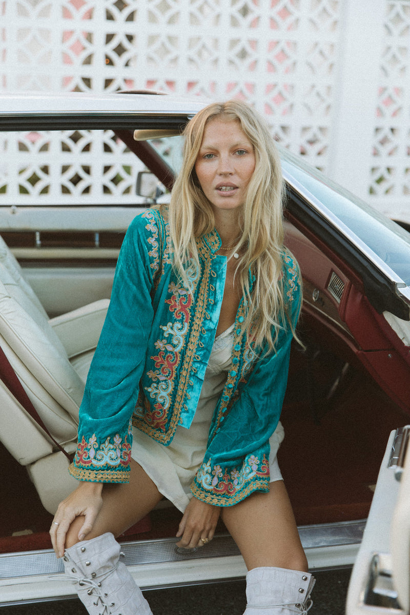 Revolution Velvet Jacket - Turquoise - Chasing Unicorns