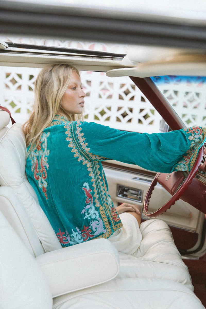 Revolution Velvet Jacket - Turquoise - Chasing Unicorns