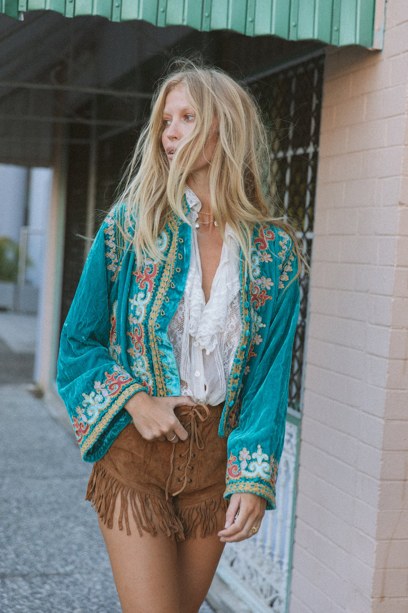 Revolution Velvet Jacket - Turquoise - Chasing Unicorns