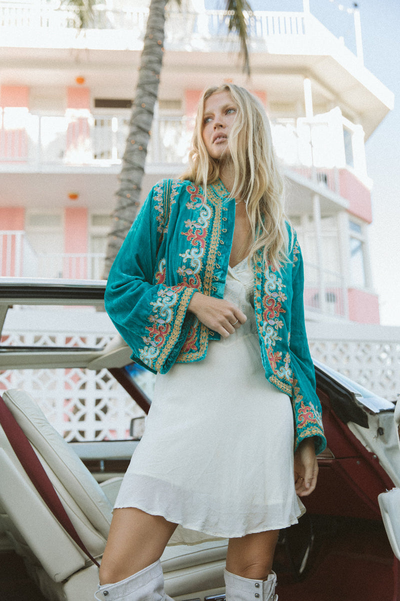 Revolution Velvet Jacket - Turquoise - Chasing Unicorns