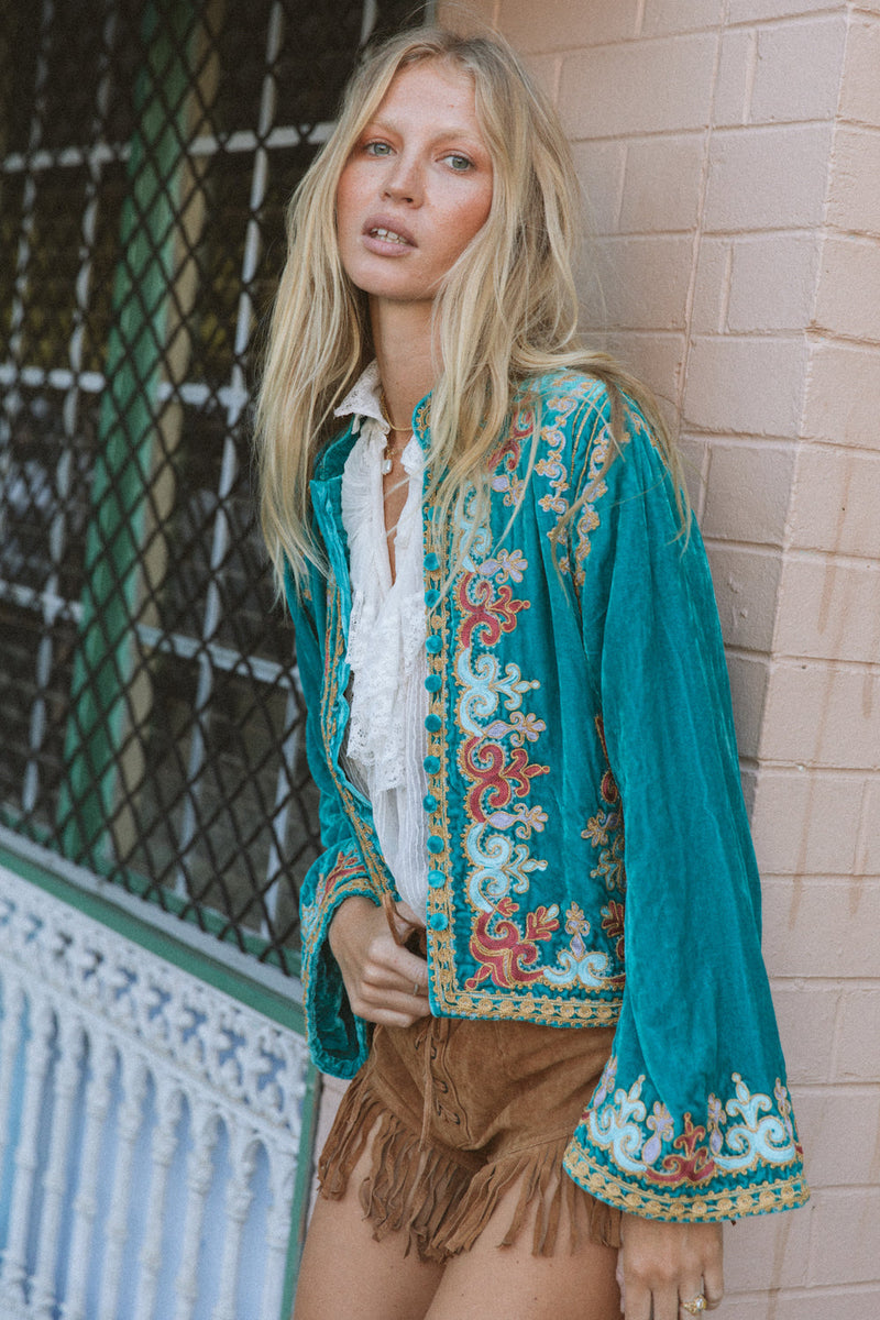Revolution Velvet Jacket - Turquoise - Chasing Unicorns