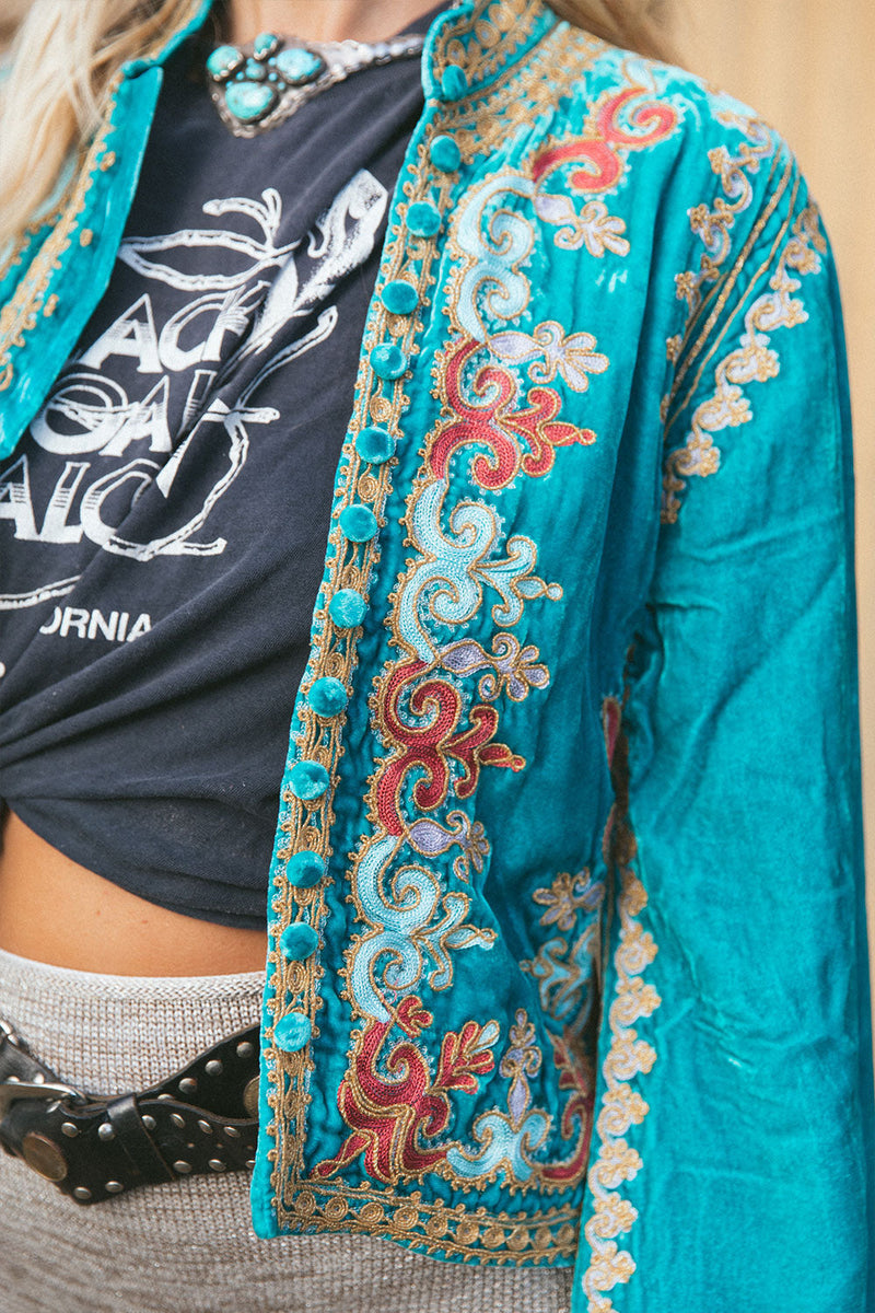 Revolution Velvet Jacket - Turquoise - Chasing Unicorns