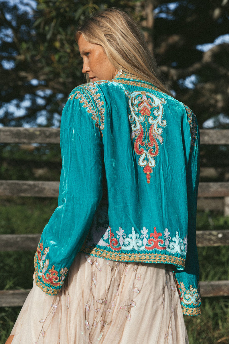 Revolution Velvet Jacket - Turquoise - Chasing Unicorns