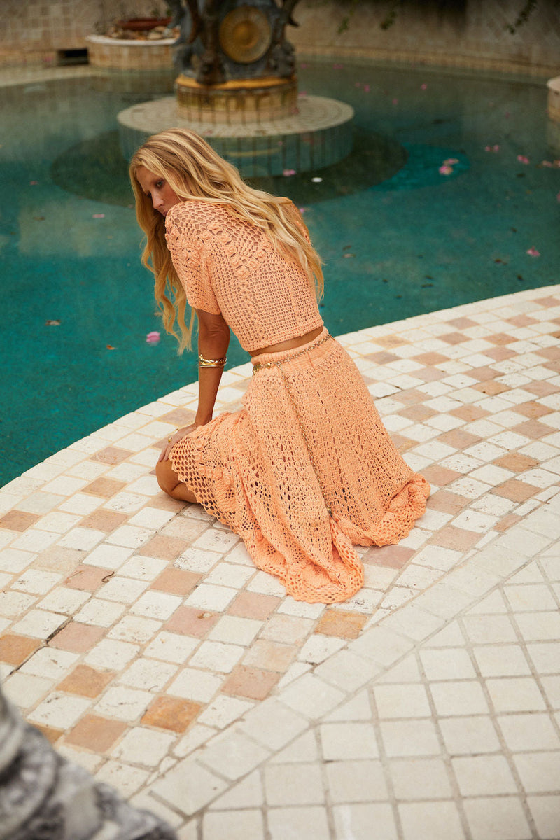 Ride The River Hand Crochet Blouse - cantaloupe - Chasing Unicorns