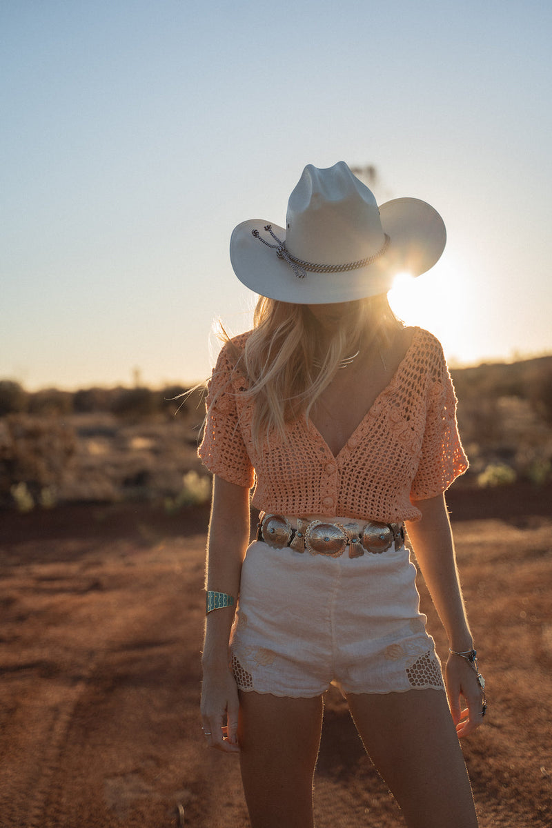 Ride The River Hand Crochet Blouse - cantaloupe - Chasing Unicorns