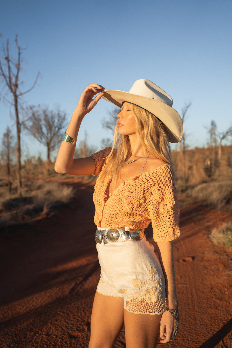 Ride The River Hand Crochet Blouse - cantaloupe - Chasing Unicorns