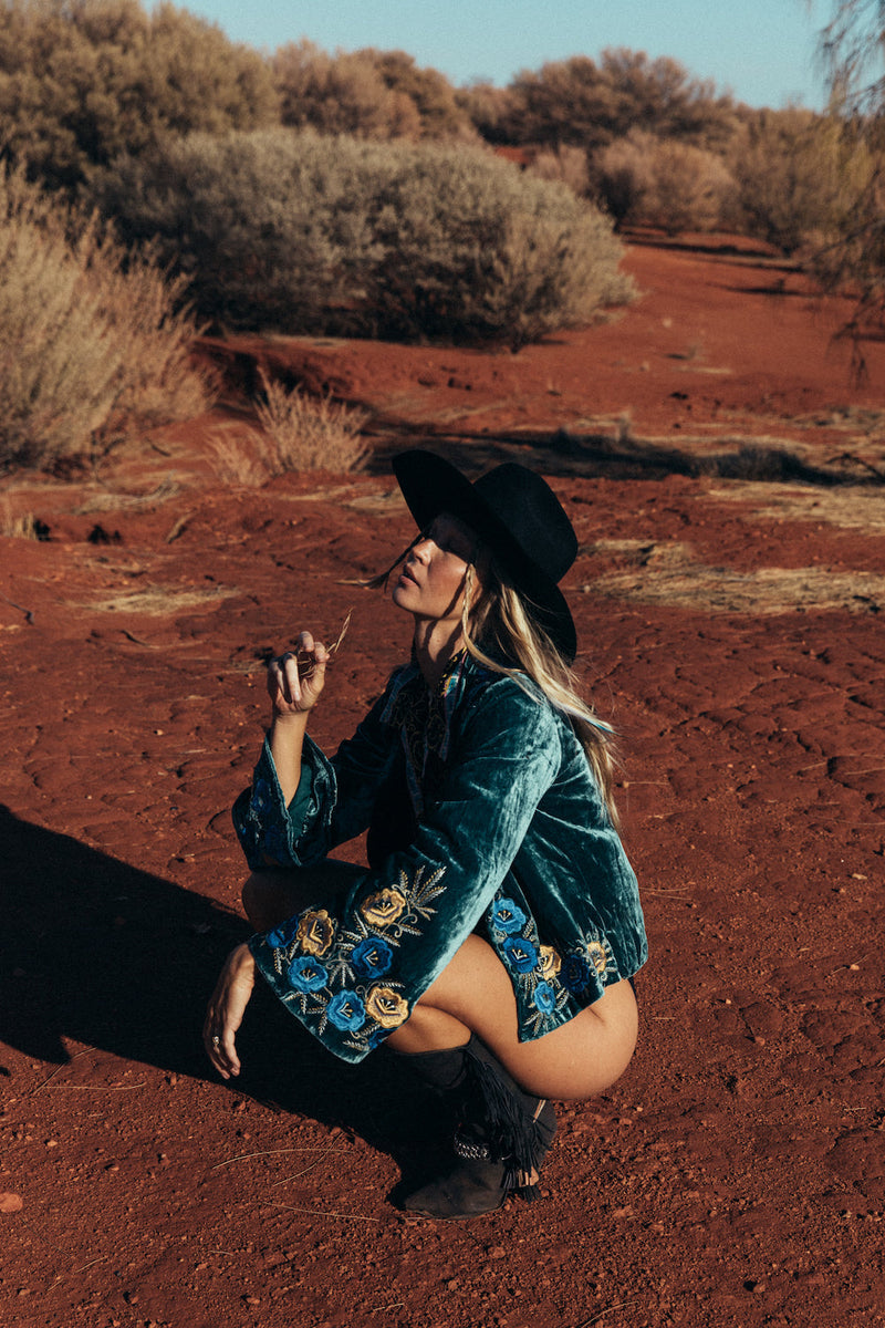 Riders On The Storm Velvet Jacket - Emerald - Chasing Unicorns