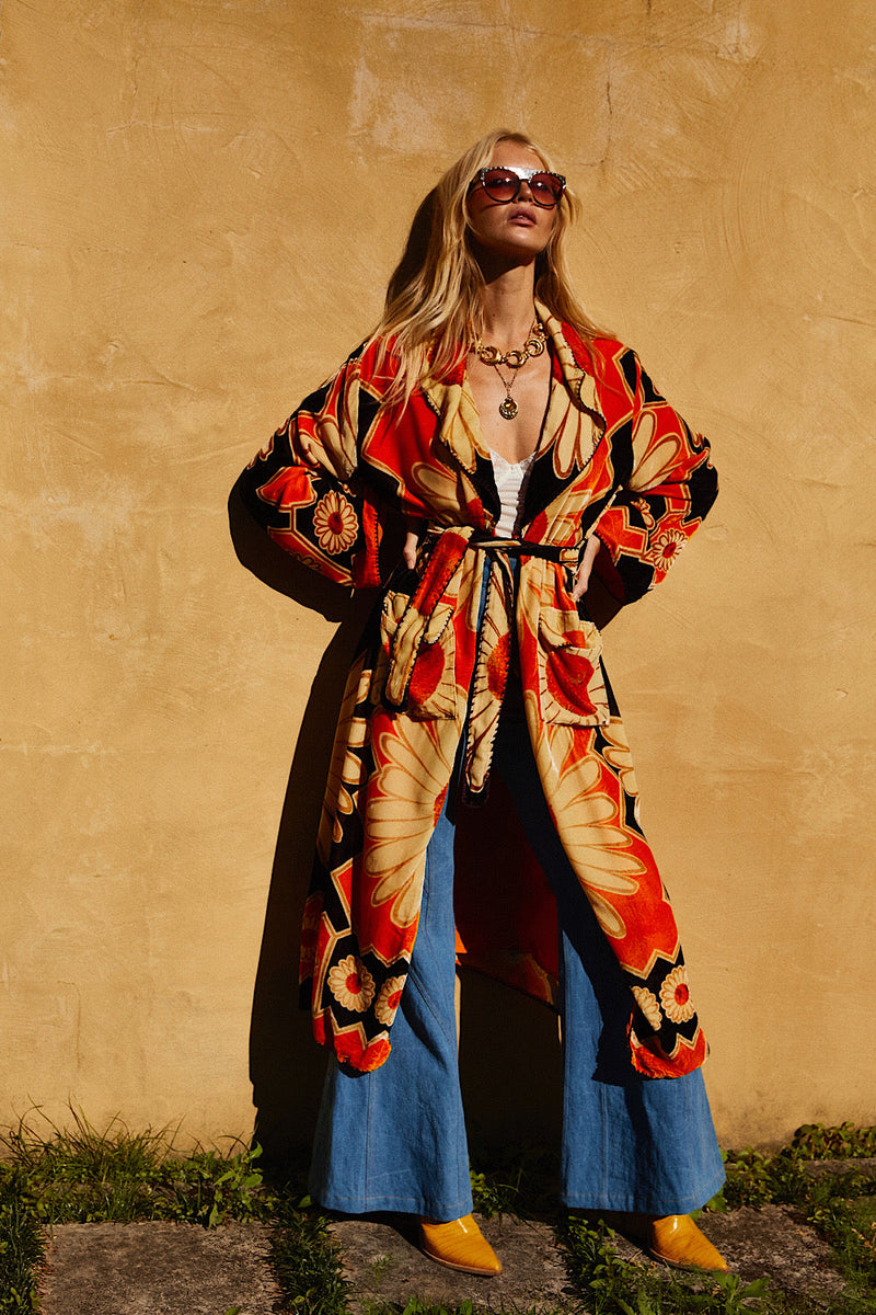 Roadhouse Blues Velvet Housecoat - Daisy - Chasing Unicorns