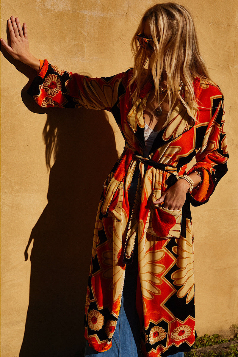 Roadhouse Blues Velvet Housecoat - Daisy - Chasing Unicorns