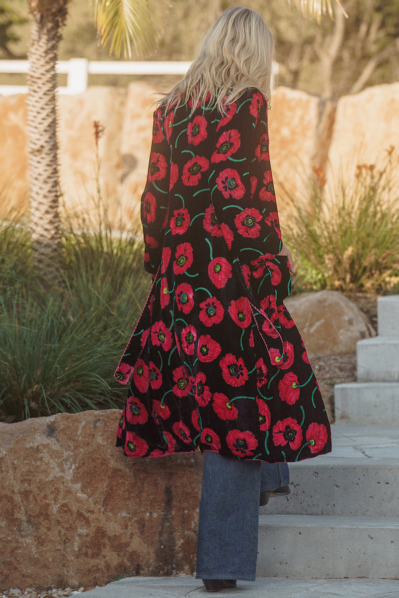 Roadhouse Blues Velvet Housecoat - Poppy - Chasing Unicorns