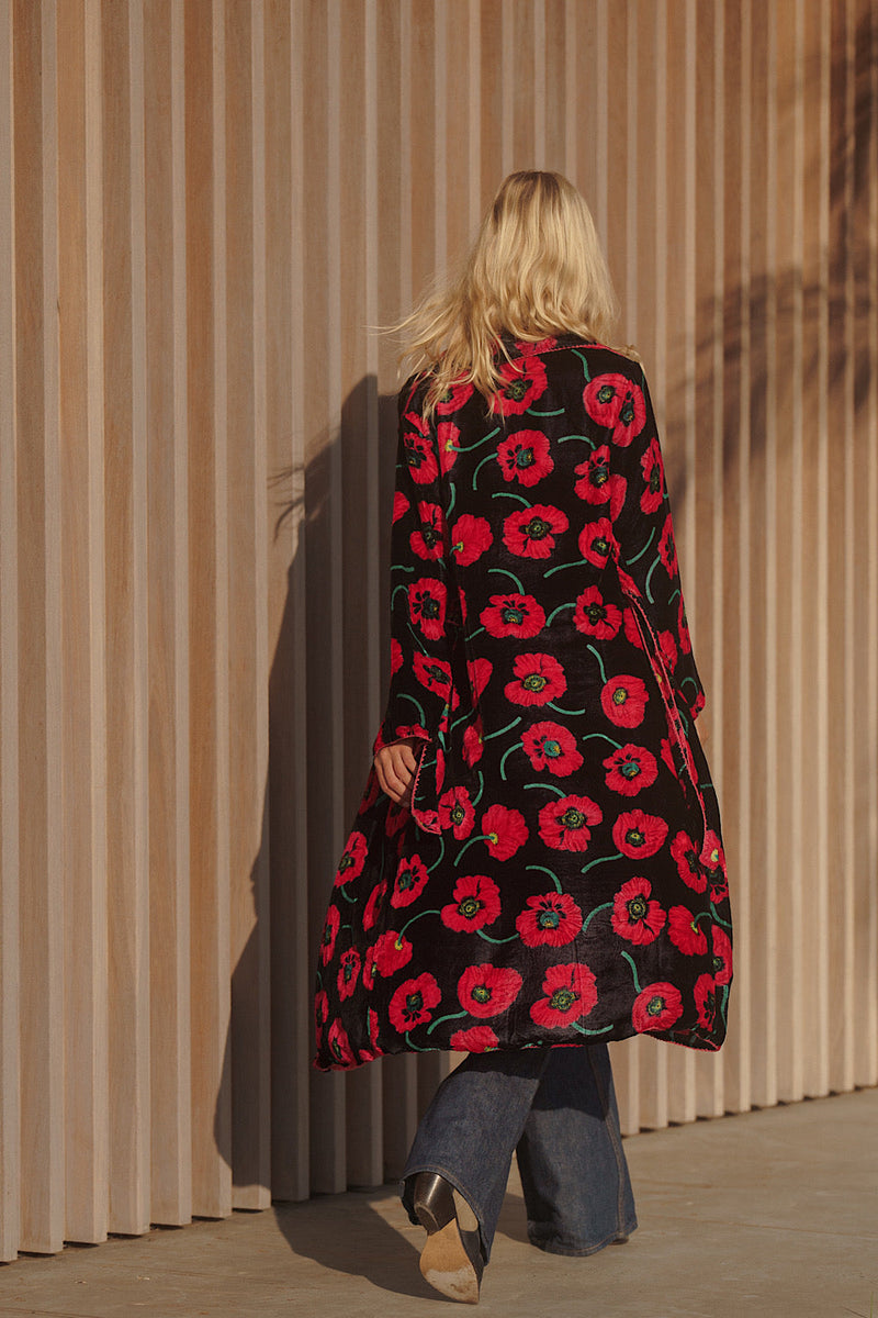 Roadhouse Blues Velvet Housecoat - Poppy - Chasing Unicorns