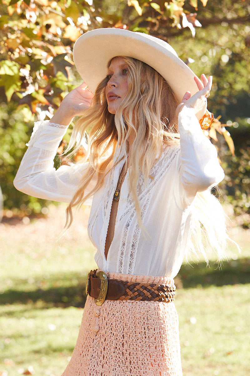 Rockin' Years Cotton And Lace Western Blouse - Chasing Unicorns