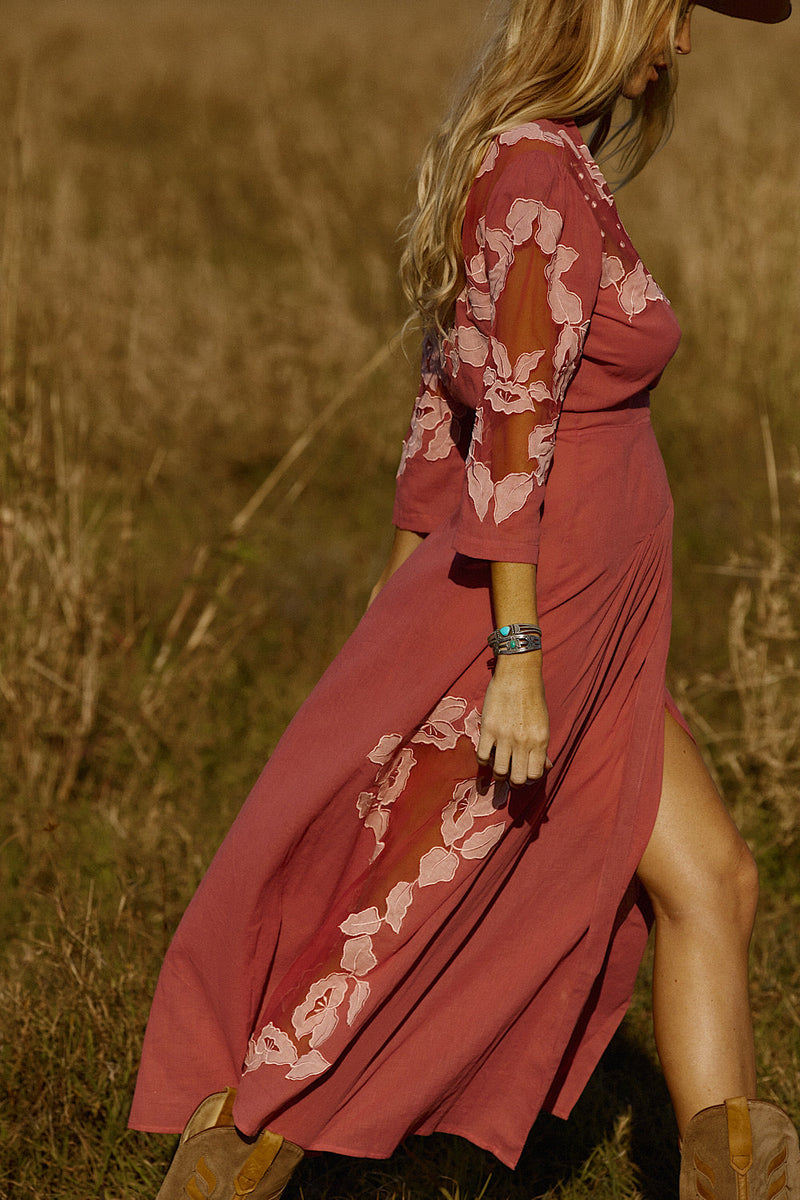 Rocks Off Cotton Gauze + Organza Duster With Floral Appliqués - Chasing Unicorns