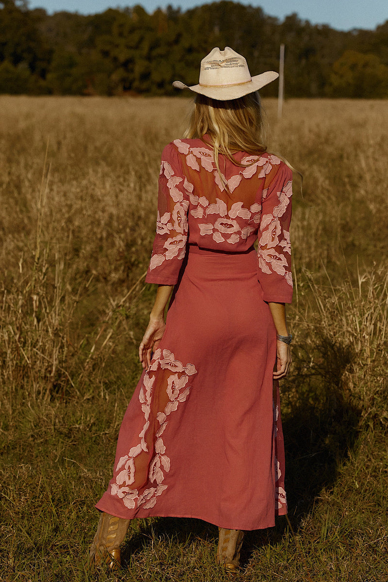 Rocks Off Cotton Gauze + Organza Duster With Floral Appliqués - Chasing Unicorns