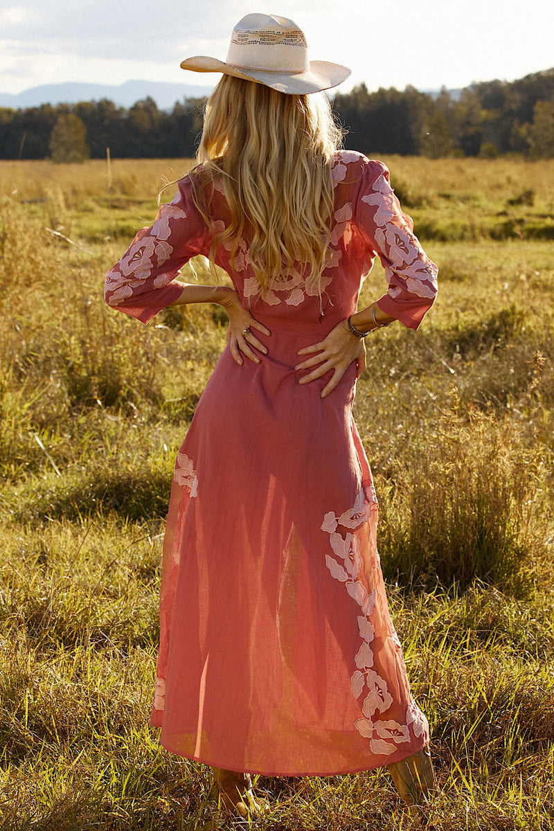 Rocks Off Cotton Gauze + Organza Duster With Floral Appliqués - Chasing Unicorns