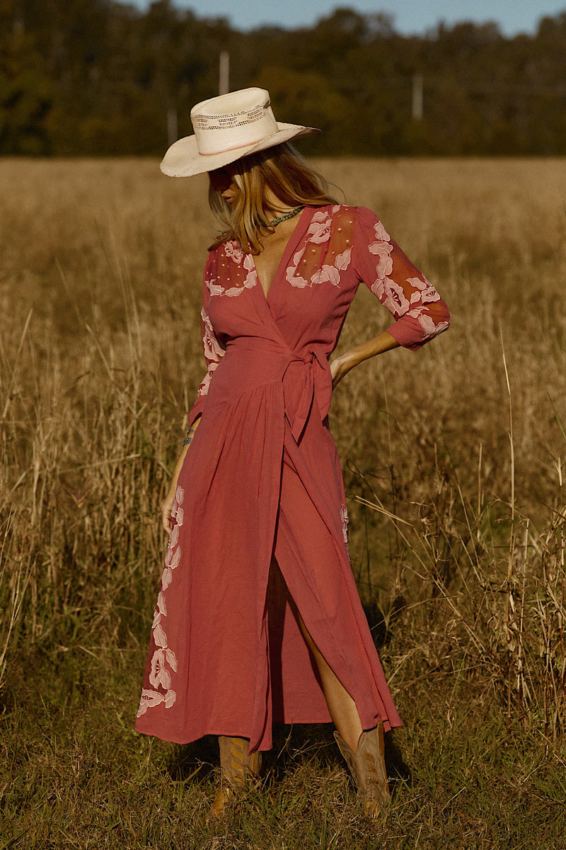 Rocks Off Cotton Gauze + Organza Duster With Floral Appliqués - Chasing Unicorns