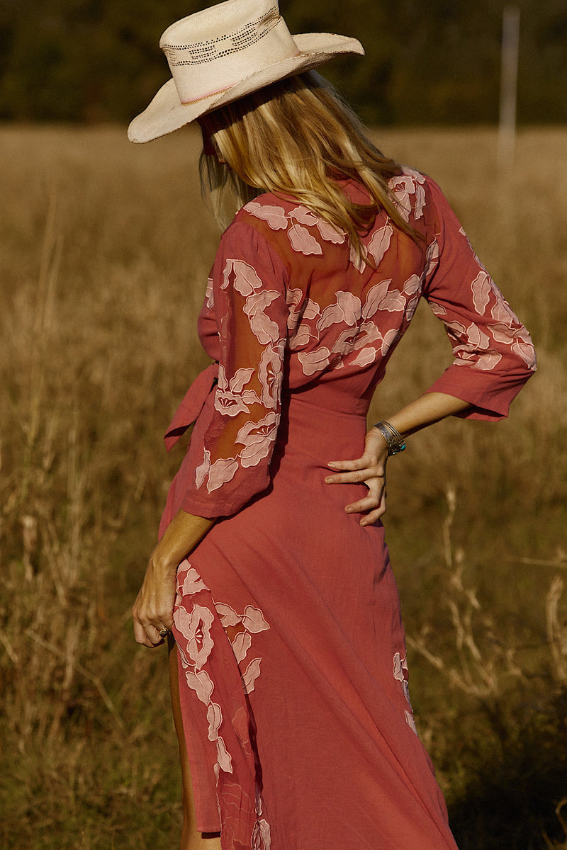 Rocks Off Cotton Gauze + Organza Duster With Floral Appliqués - Chasing Unicorns