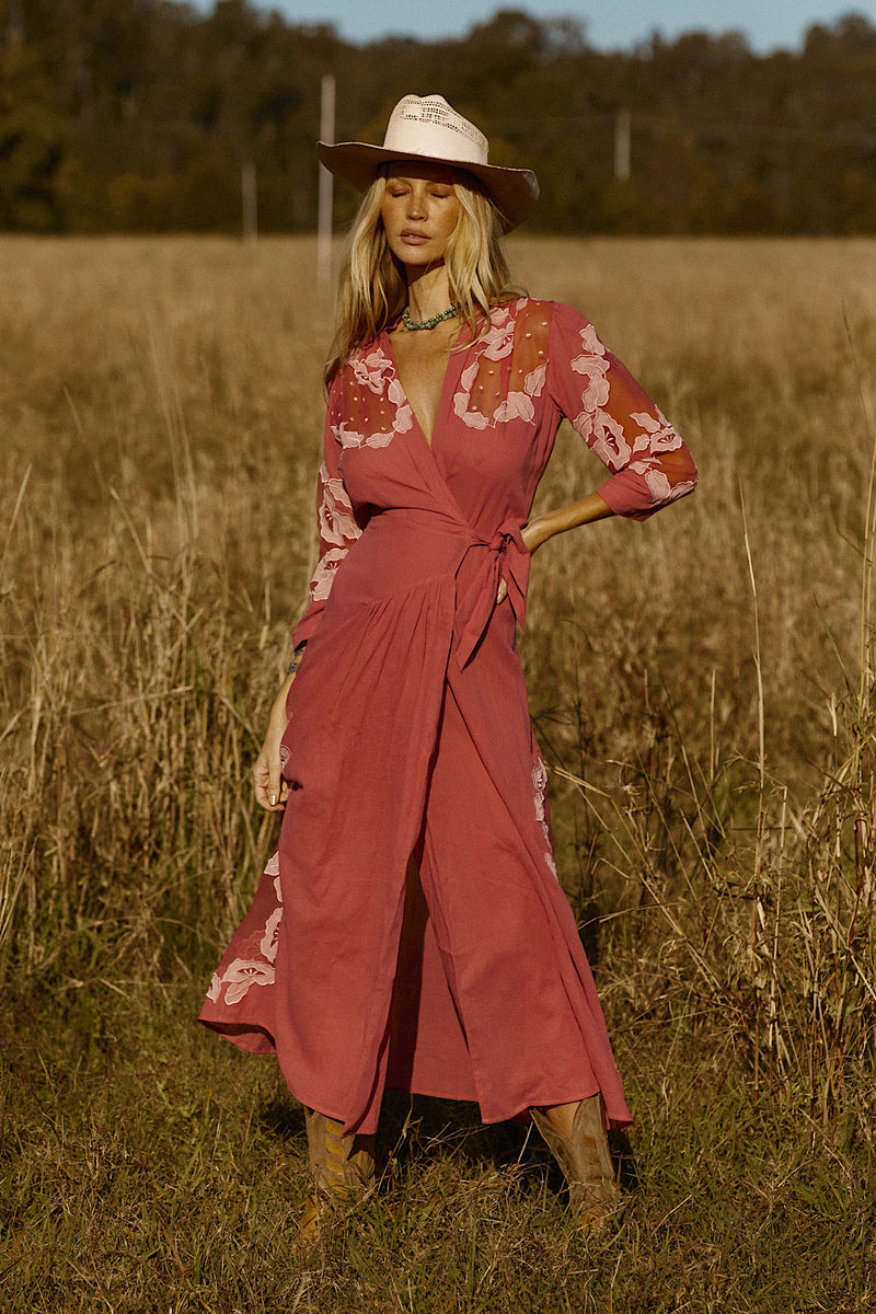 Rocks Off Cotton Gauze + Organza Duster With Floral Appliqués - Chasing Unicorns