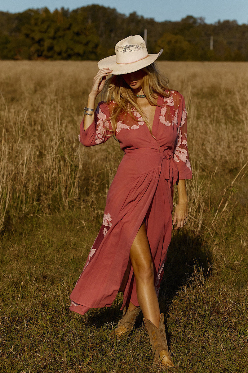 Rocks Off Cotton Gauze + Organza Duster With Floral Appliqués - Chasing Unicorns