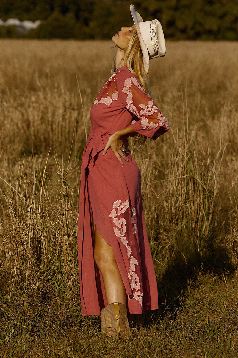 Rocks Off Cotton Gauze + Organza Duster With Floral Appliqués - Chasing Unicorns