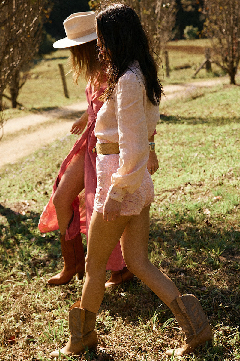 Rocks Off Cotton Gauze + Organza Duster With Floral Appliqués - Chasing Unicorns