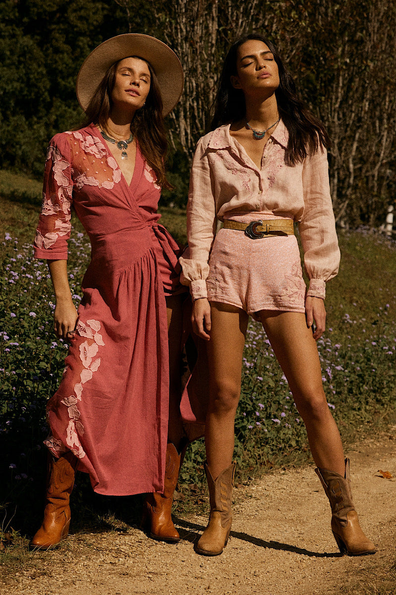 Rocks Off Cotton Gauze + Organza Duster With Floral Appliqués - Chasing Unicorns