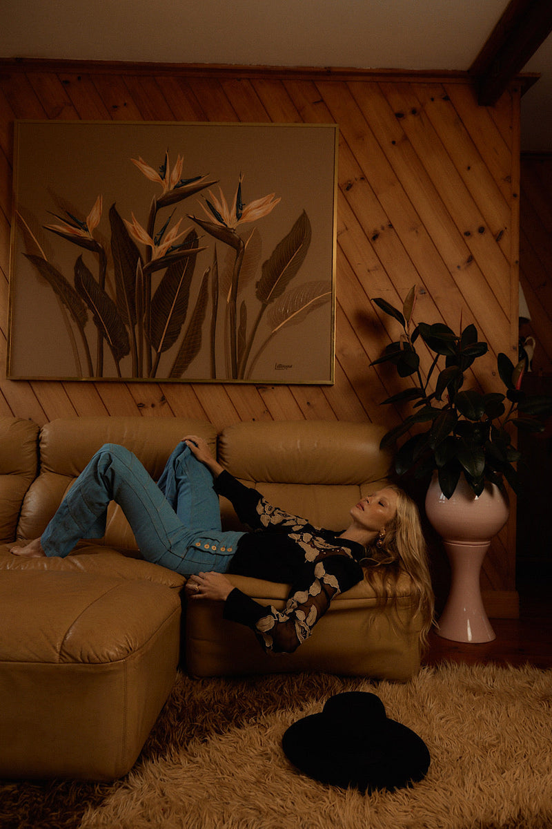 Rocks Off Linen + Organza Blouse With Floral Appliqués - Chasing Unicorns