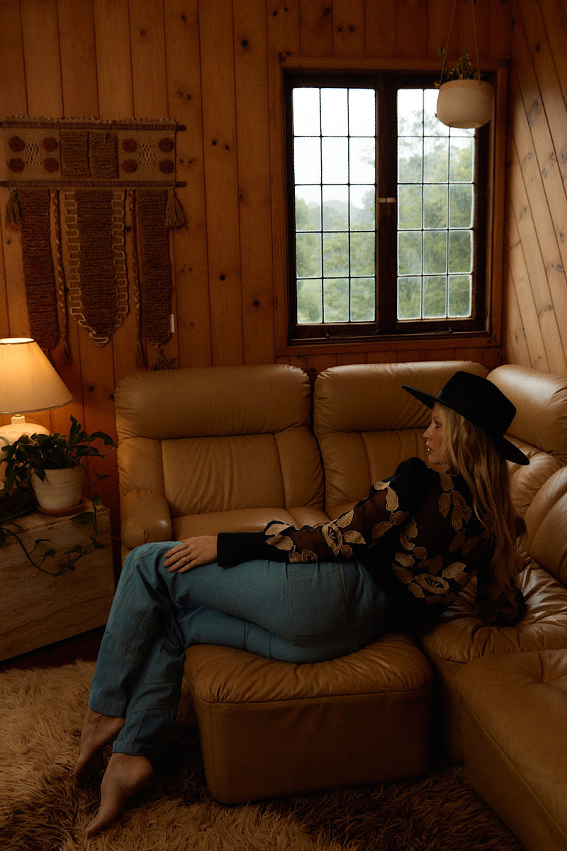 Rocks Off Linen + Organza Blouse With Floral Appliqués - Chasing Unicorns