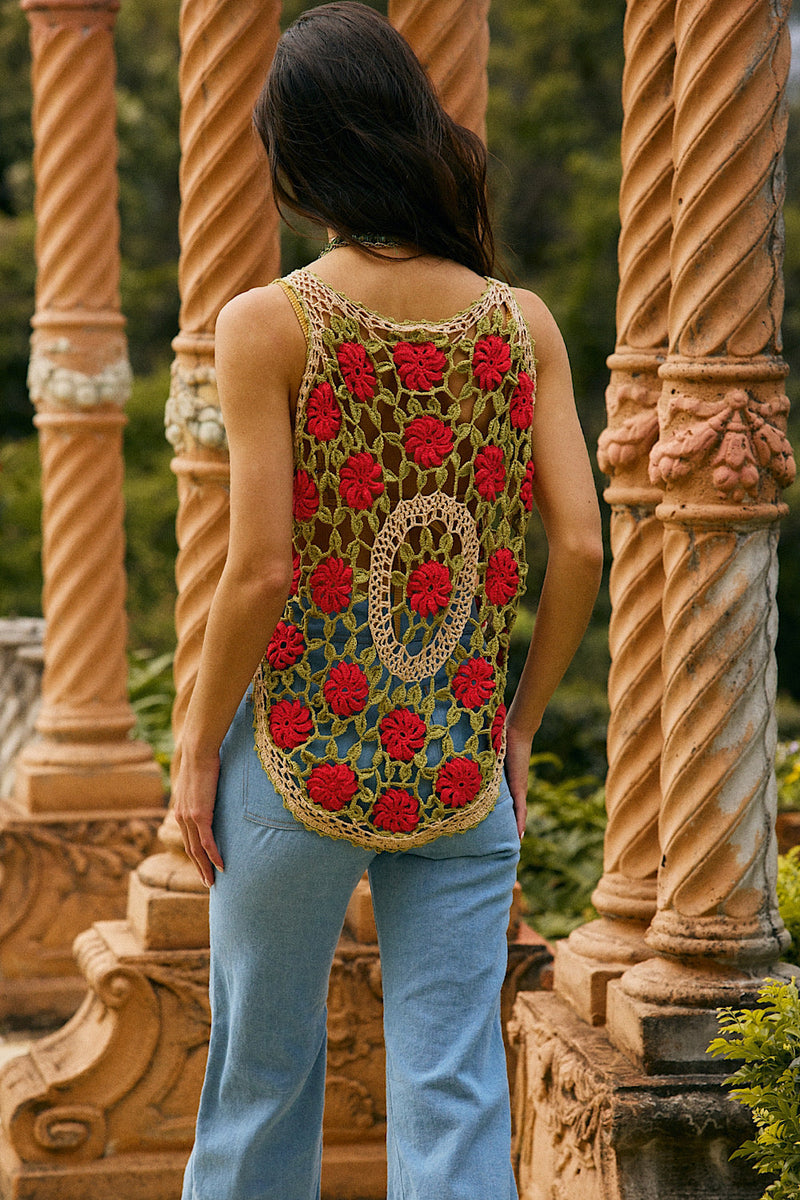 Rose Garden Hand Crochet Vest - Chasing Unicorns