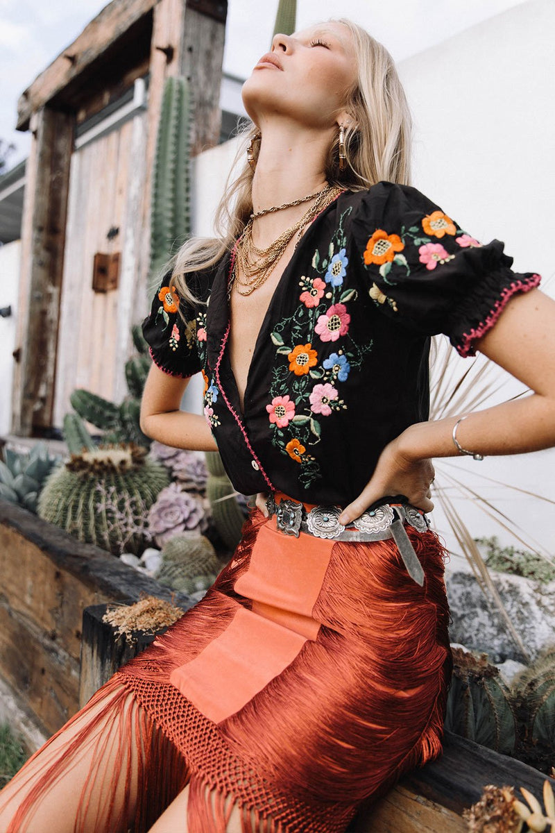 Santeria Embroidered Blouse - Chasing Unicorns