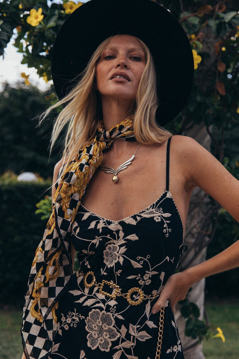 Say You Love Me Embroidered Fringe Slip Dress - Chasing Unicorns