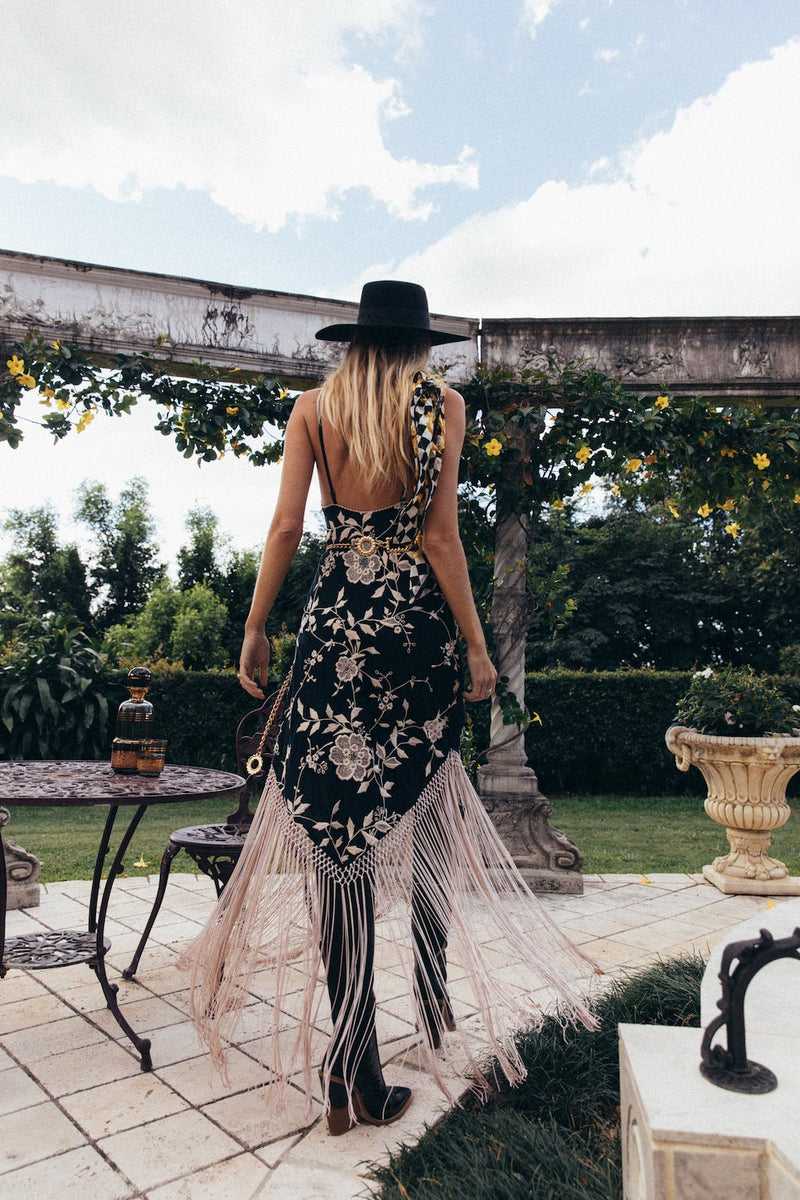 Say You Love Me Embroidered Fringe Slip Dress - Chasing Unicorns