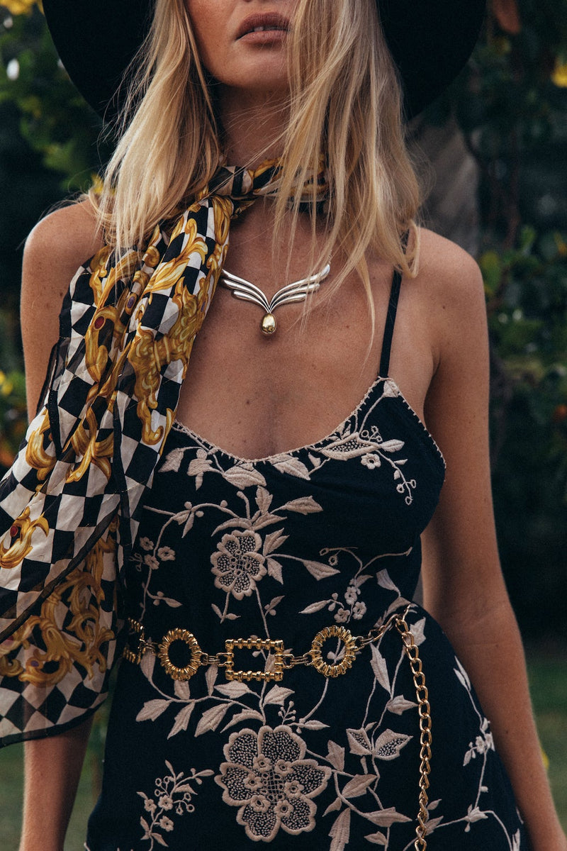 Say You Love Me Embroidered Fringe Slip Dress - Chasing Unicorns