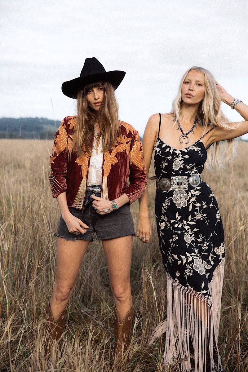 Say You Love Me Embroidered Fringe Slip Dress - Chasing Unicorns