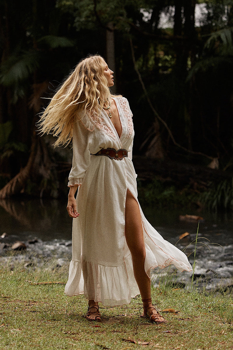 Sedona Cutwork Wrap Maxi Dress Duster - Chasing Unicorns