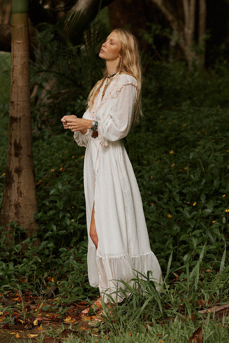 Sedona Cutwork Wrap Maxi Dress Duster - Chasing Unicorns