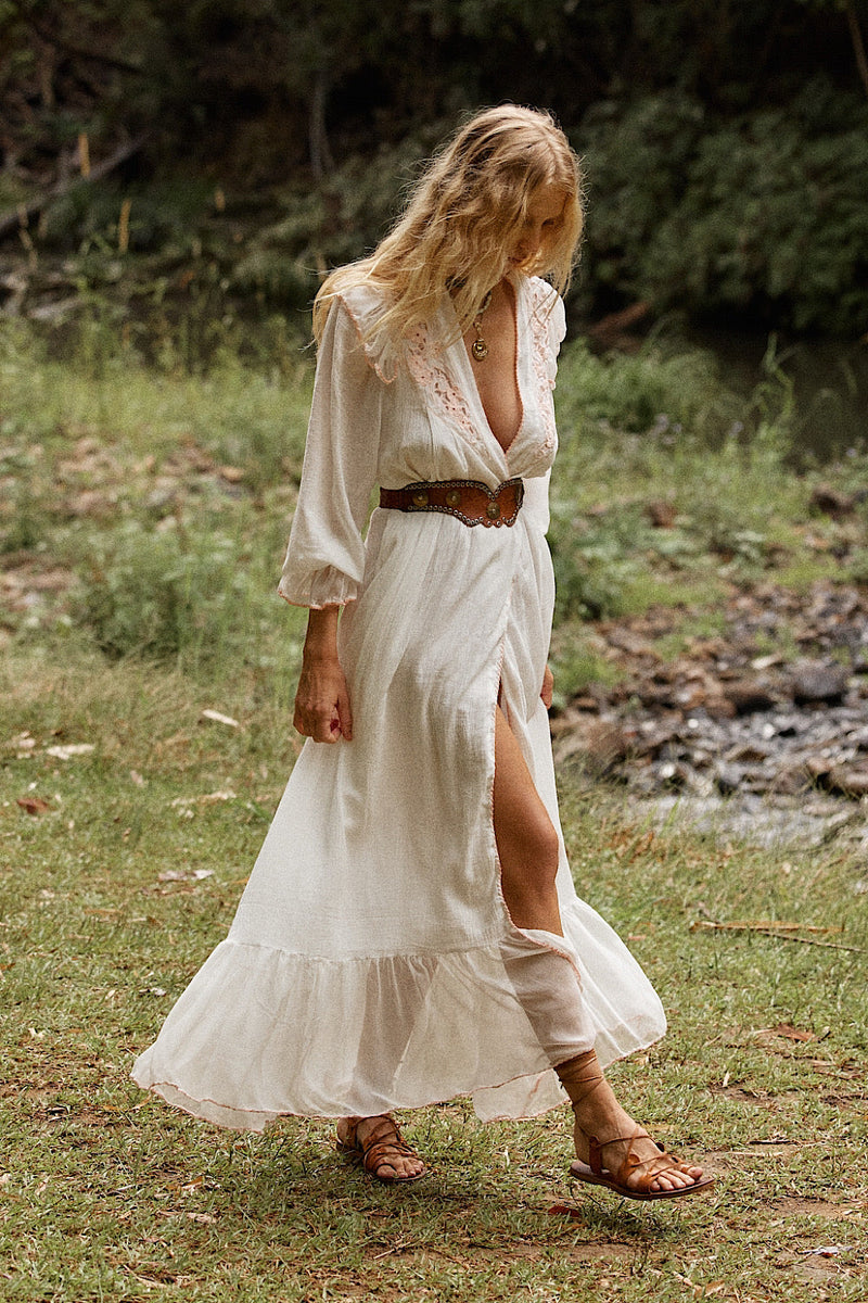 Sedona Cutwork Wrap Maxi Dress Duster - Chasing Unicorns