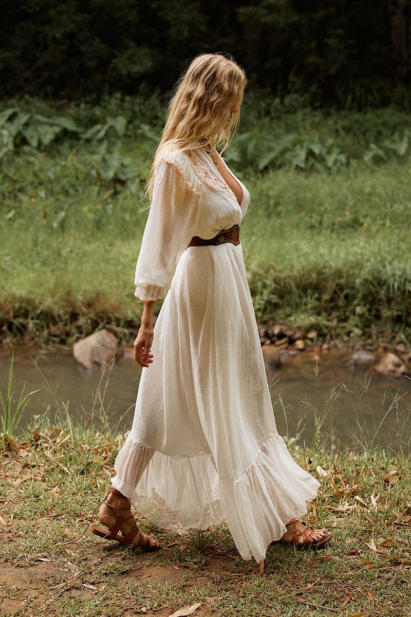 Sedona Cutwork Wrap Maxi Dress Duster - Chasing Unicorns
