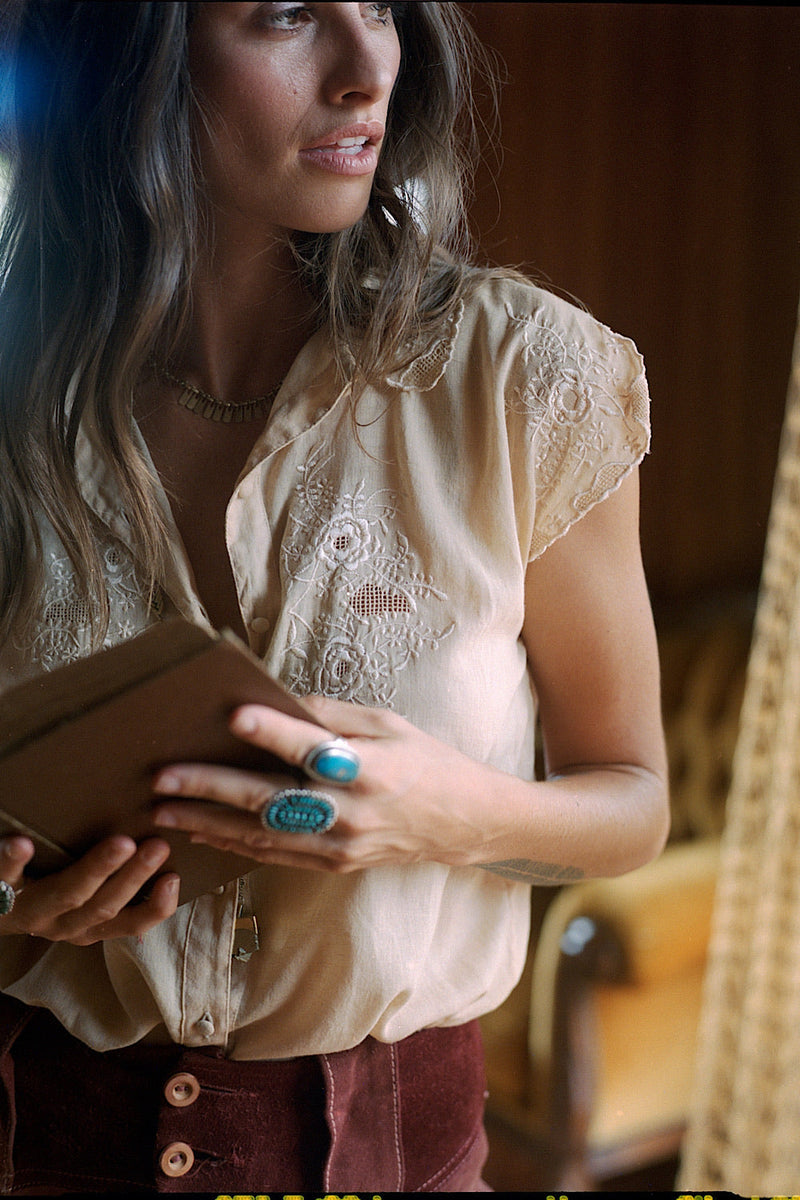 Shadows And Light Embroidered Blouse - Chasing Unicorns