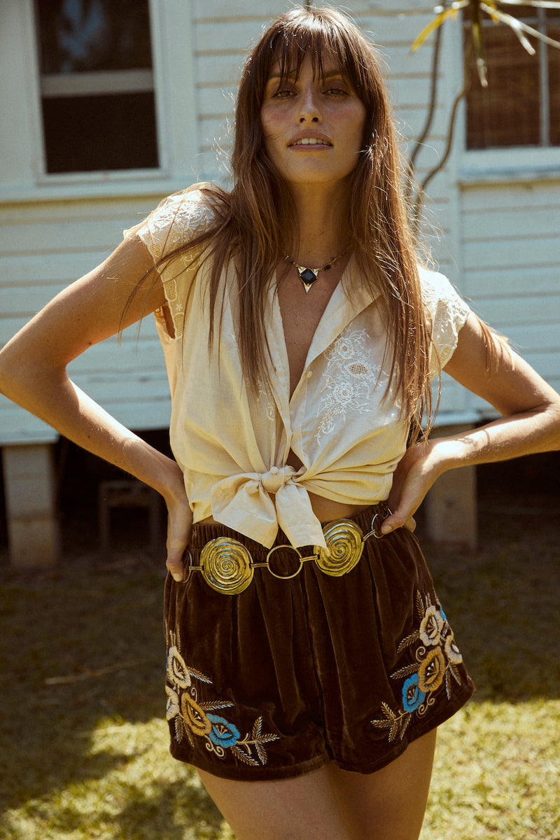 Shadows And Light Embroidered Blouse - Chasing Unicorns